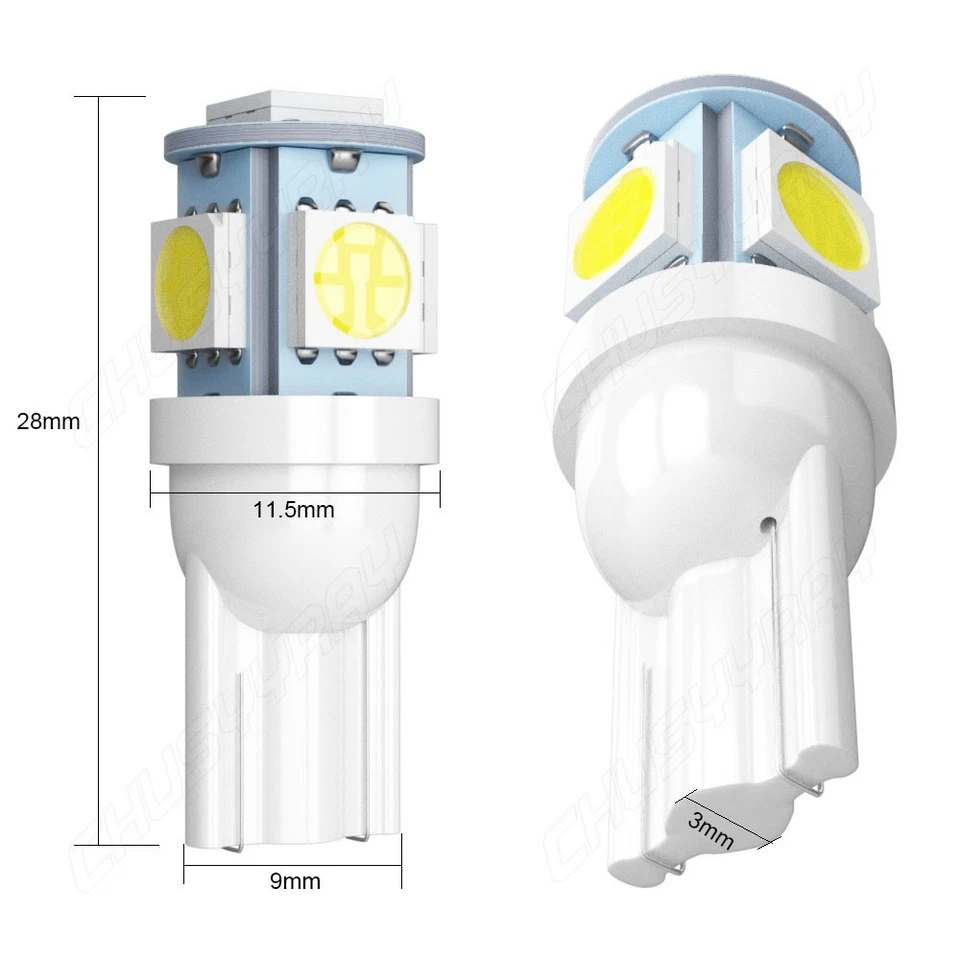 White T10 194 W5W LED License Plate Light Bulb for 1999-2023 Mazda MX-5 Miata - Image 4 of 4