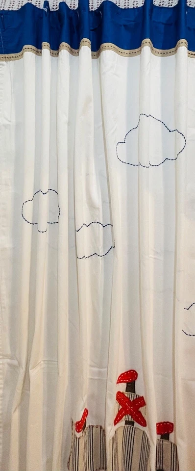 Pottery Barn Kids Jake's Treasure Pirate Ship Shower Curtain 100 % Cotton - Image 3 of 4