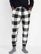 NWT Old Navy Black Buffalo Plaid Flannel Jogger Pajama Pants Sleep Lounge Men SL