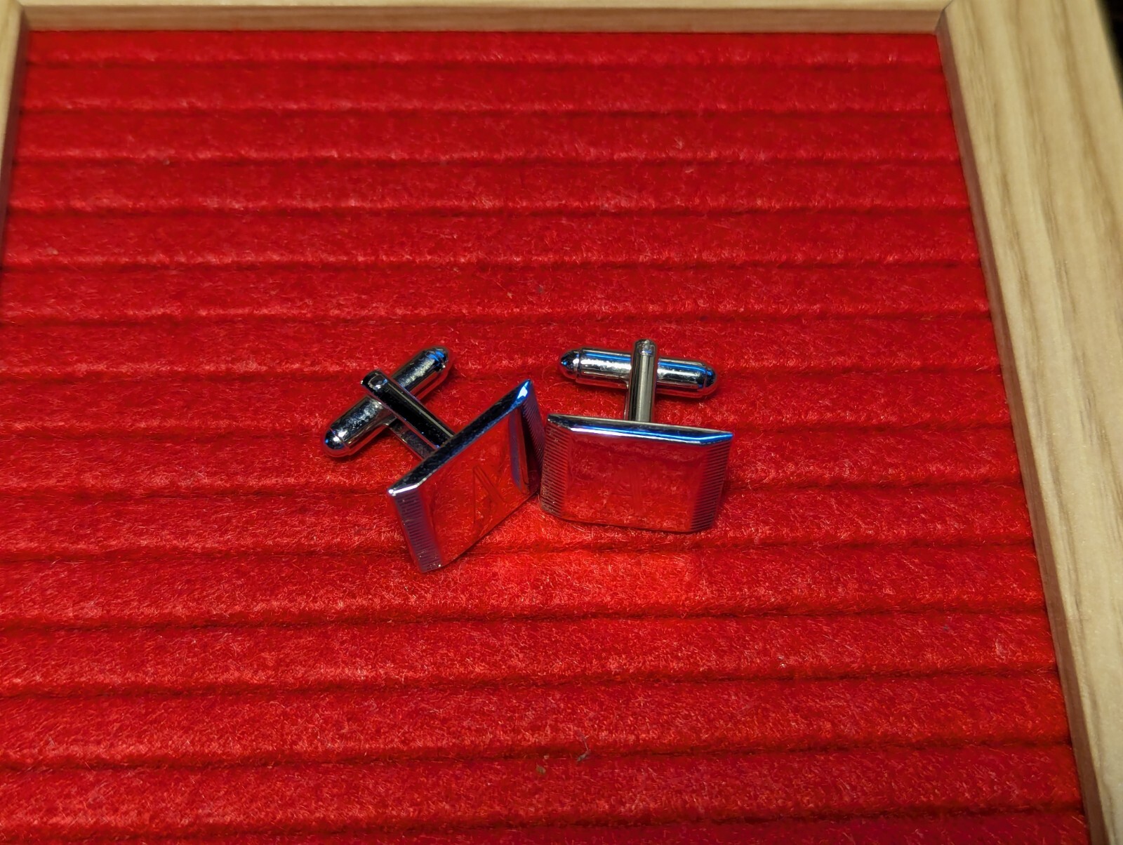 Monogram Initial Cufflinks A Silver Tone VINTAGE - image 2