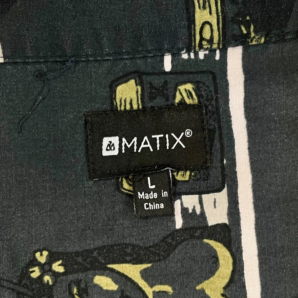 Matix Tiki Bar Hawaiian Shirt Men’s Large Navy Blue Aloha Button Up Summer Top - Image 4 of 4