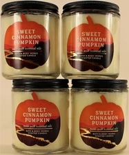 QTY 4 x Bath & Body Works SWEET CINNAMON PUMPKIN Single Wick 7oz Scented Candle