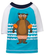 GYMBOREE SWIM SHOP WHITE BLUE w/ COOL BEAR S/S RASH GUARD 2T 3T 5T NWT