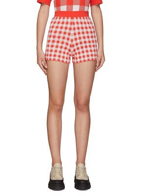 Kule Avril Knit Shorts Checkered Anthropologie Pullon Gingham Orange Size M NWT