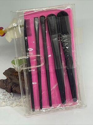 Flirt! Makeup Brush 5 Pc Set - Face Powder ~Blush~Eyeshadow ~Eyeliner~ Brow Comb