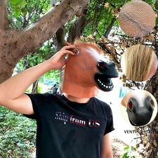 Bizarre Funny Animal Horse Full Head Helmet Halloween Cosplay Prop Latex Mask 
