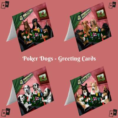 Home of 4 Dog Cat Playing Poker Pet Photo Lovers Greeting Invitation Card