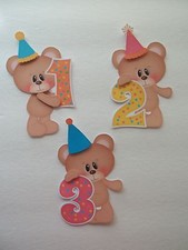 3D-U Pick - BD9 Birthday Boy Girl Bear 1 2 3 4 5 6 Scrapbook Card Embellishment