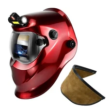 TRQWH Welding Helmet & Extended Bib Cover, Solar Powered, Wide Shade 9-13