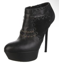 SERGIO ROSSI Booties 38 Black Stitch Zip High...