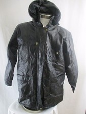 Jocelyn St Vincent Signature Series Black Crinkle Hoodie Leather Jacket Size M