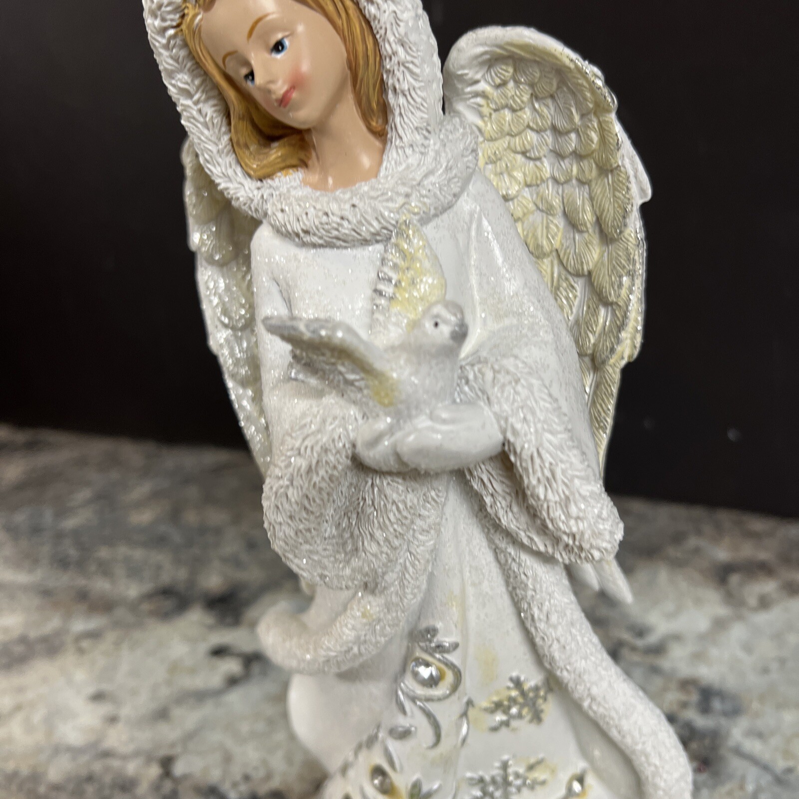 10” Christmas Angel Dove Bird Valerie Parr Hill Figurine Snow Angel eBay