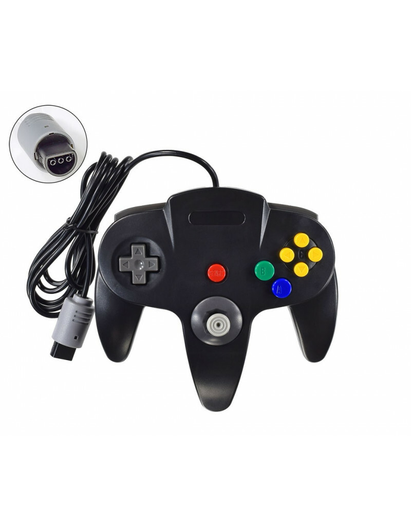 Manette N64 filaire noire idéale pour jouer à quatre à Mario Kart 64
