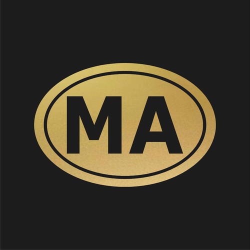 Massachusetts MA initials Vinyl Decal Window Oval MA Laptop Sticker - Picture 5 of 12