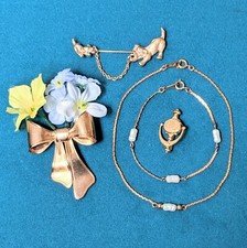 Vtg 1980s Avon Designer Rosegold Farbig Gemischte Pinnen,Perle Armband & Fußring