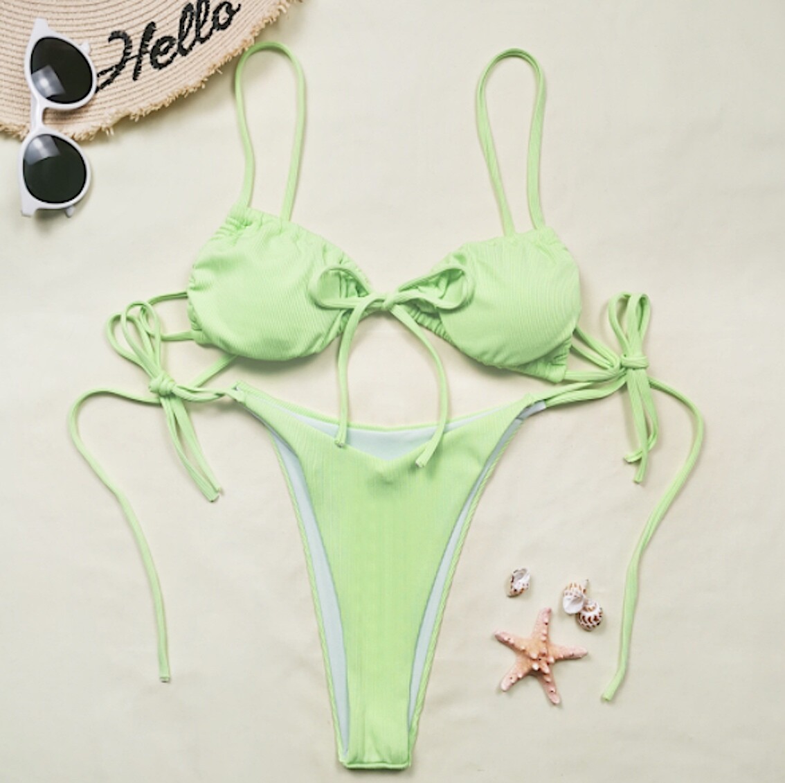 Image 8 - Bikini Femme 2 Pièces Taille Haute Brésilien Mer Femme Maillot de Bain 550158