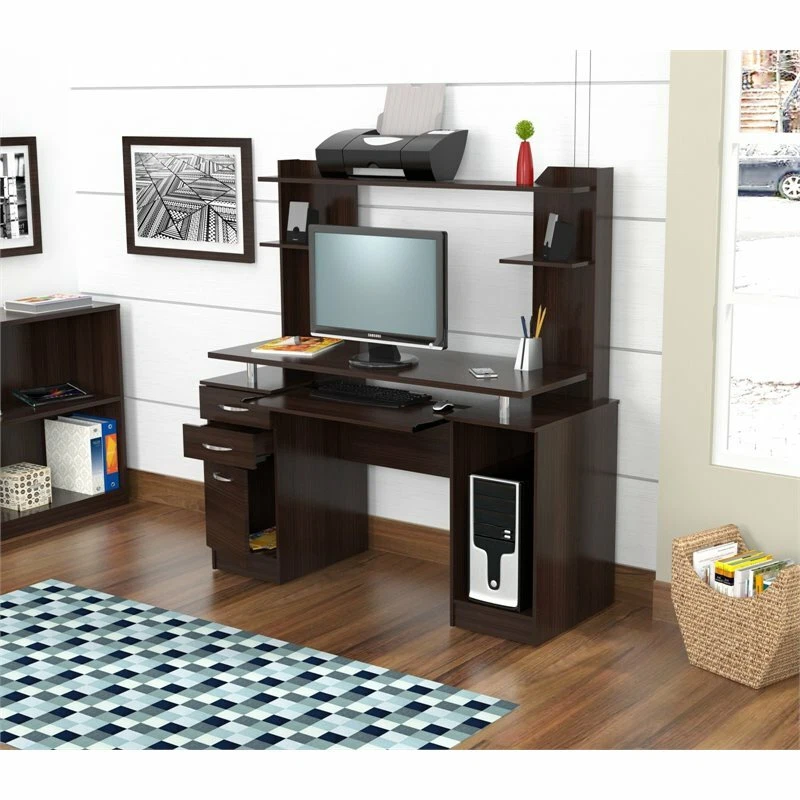 Inval computer desk with cheap hutch