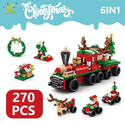Weihnachtsmann Zug Weihnachten Modell Mini Baustein MOC Konstruktionsspielzeug Geschenk
