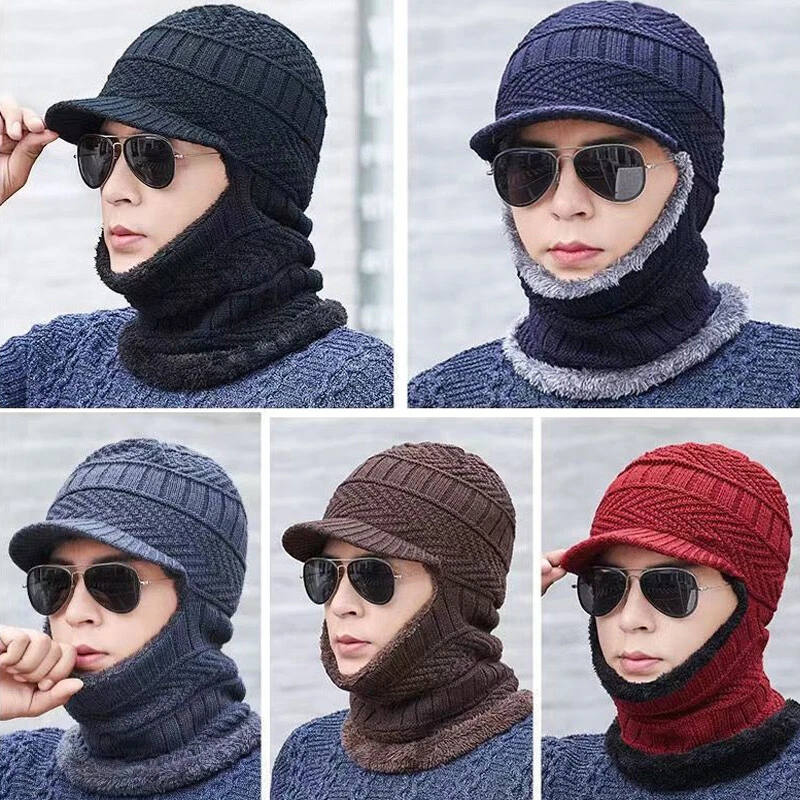 Tricoté Hiver Casquette Écharpe Ensemble Chaud Bonnet Pour Hommer