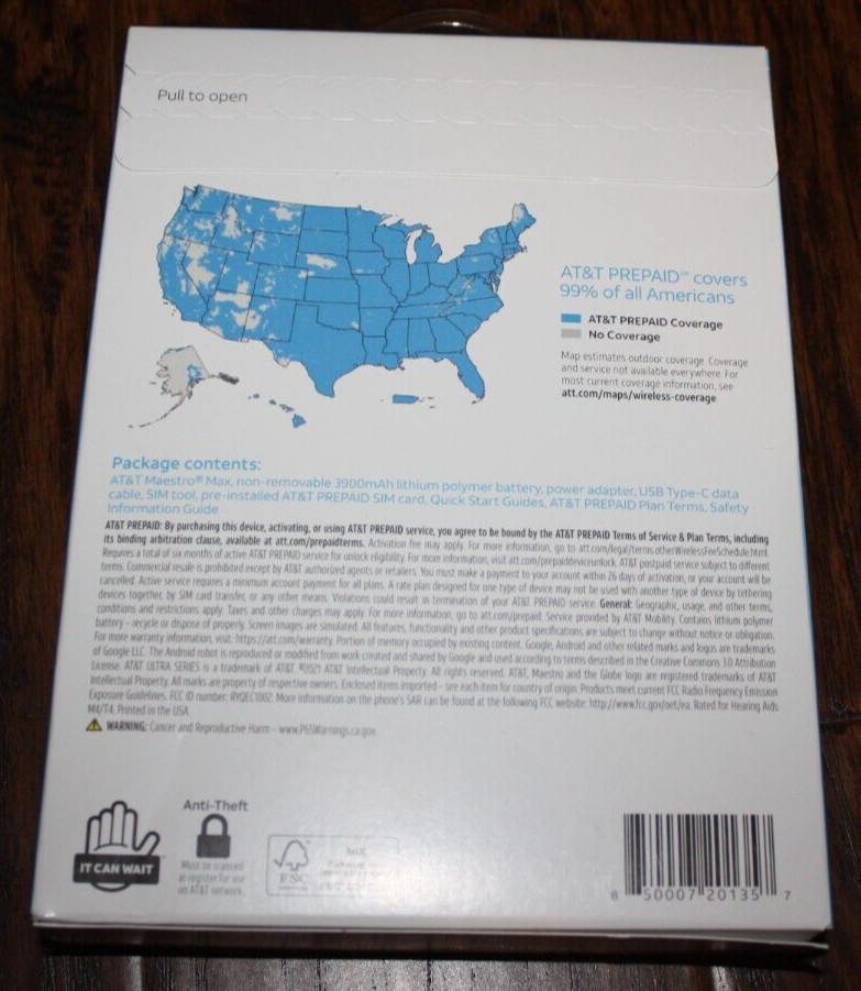 BRAND NEW BLACK AT&T MAESTRO MAX 6.8" HD+ DISPLAY 32GB PREPAID SMART PHONE