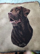 Labrador Retriever Pure Country Weavers Brown Throw Blanket 54"X54 Cotton EUC