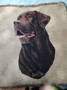 Pure Country Weavers Brown Labrador Retriever  Blanket Canine on Beige 54"X54