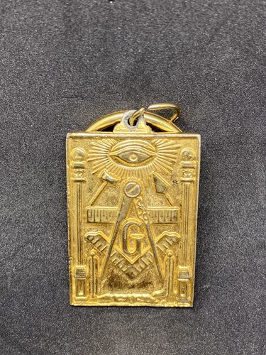 Vintage Schlüsselanhänger Metall geprägt Erleuchtung Auge altes Ägypten Symbol Gold CLR - Bild 2 von 7