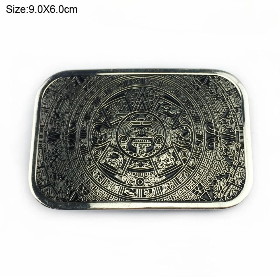 Calendario Azteca Hebilla de Cinturón Occidental Para Hombre Vaquero Rodeo Estilo Vintage Ropa Informal Foto 4 de 4