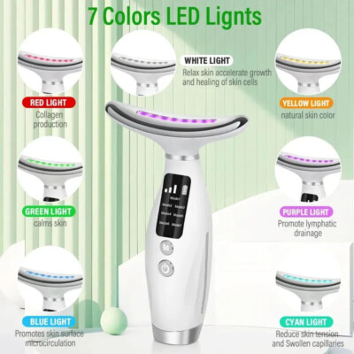 Neck Face Lifting Massager Skin Tighten 7Colors LED Photon Therapy Anti Wrinkle