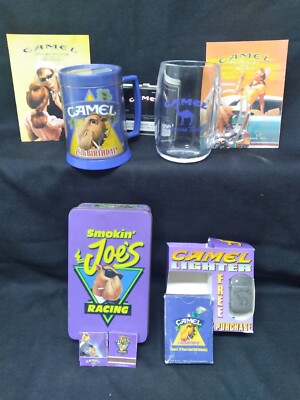 Camel Cigarette Promo Giveaways lot of 10 - Lighter Tin Cards Matches Mugs 75th