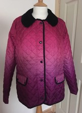 Uk18 Pink/purple Ombré & Navy Quilted Jacket Coat Bnwt