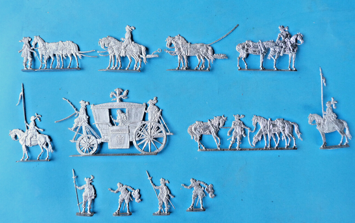 Figurines étain Zinnfiguren Wallenstein 1632 - Carrosse Et Soldats - Kulmbach 1981