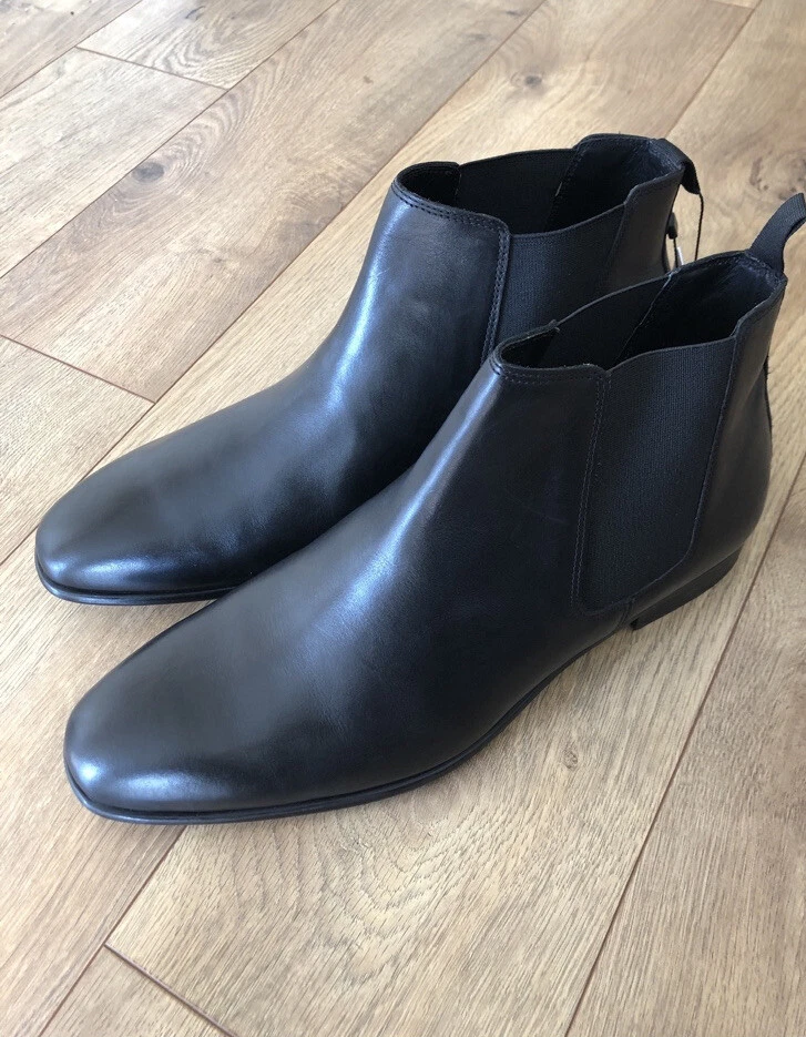 ZARA MENS GENUINE BLACK PULL ON CHELSEA BOOTS 10 | eBay