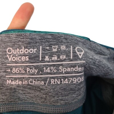 Outdoor Voices Womens S Green Gray Colorblock Springs 7/8 Leggings