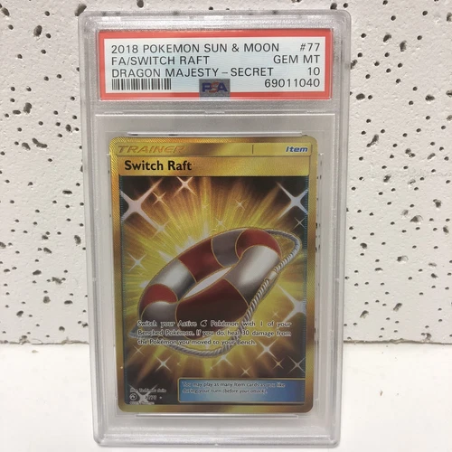Pokémon TCG Switch Raft Dragon Majesty 77/70 Holo Secret Rare. PSA 10