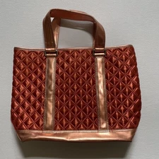 Marc by Marc Jacobs Tote Bag Womens Orange Quilted Metallic Satin Shiny Limited