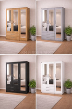 Ready  Assembled 3 Door Mirror wardrobe Cabinet Storage Unit Bedroom Furniture