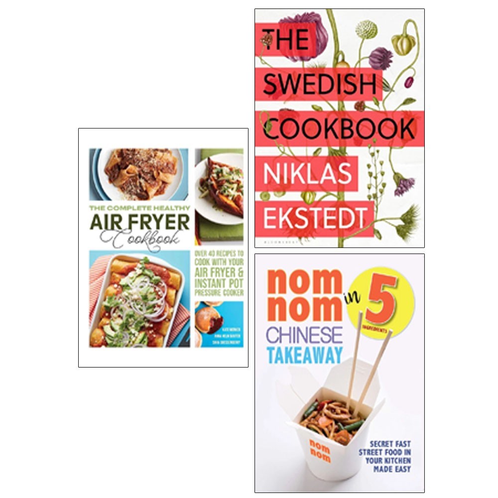 Nom Nom Chinese,Swedish Cookbook HB,Complete Healthy Air Fryer 3 Books Set