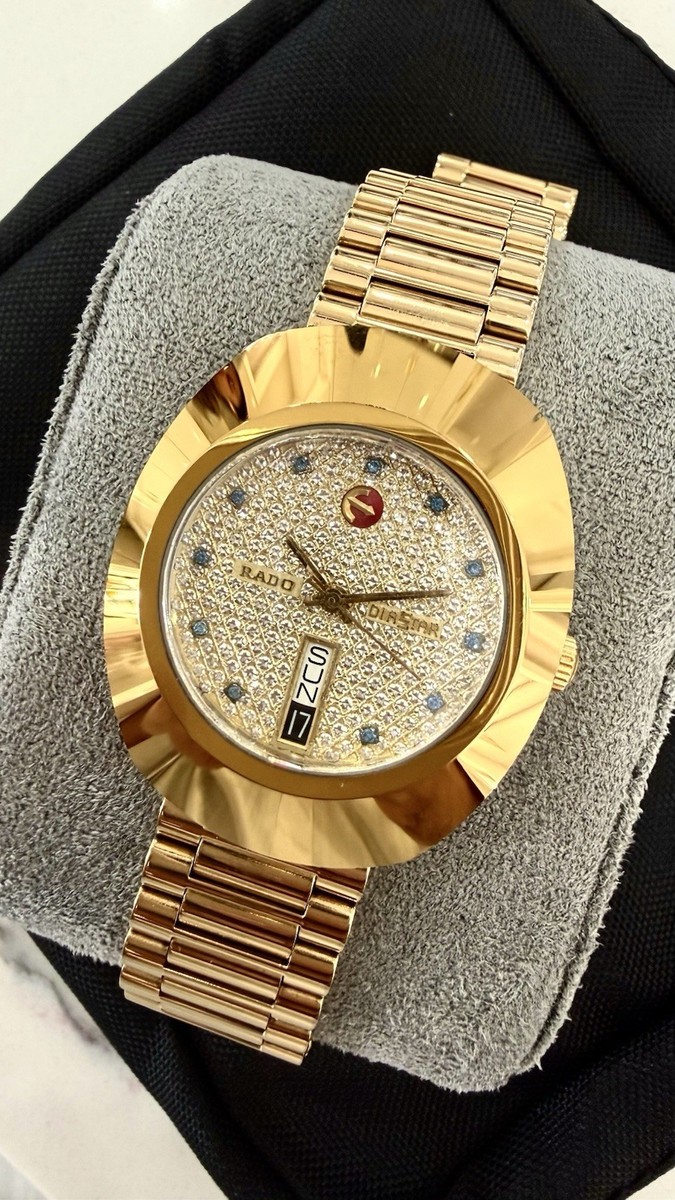 RADO DIASTAR Automatic Gold Tone Men's Watch – Diamond Dial – Day