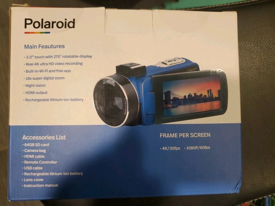 Polaroid 4K 18X Zoom Touch Screen Wi-Fi Camcorder - Black - Image 2 of 3