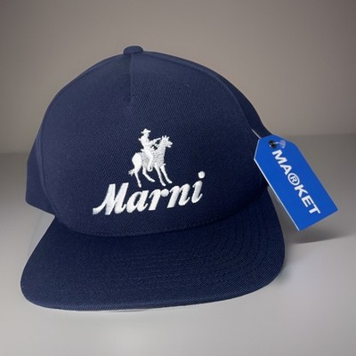 MARNI Market Collab OUTDOORSMAN 5 PANEL HAT NAVY Baseball Cap NWT
