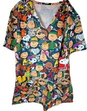 Peanuts Halloween 3 Hem Pockets Scrub Top Choice Size S -M-L  New SC Scrub Club