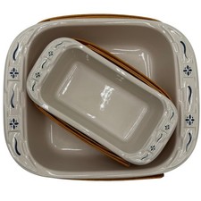 Vintage Longaberger Basket Set w/ Pottery Ins...
