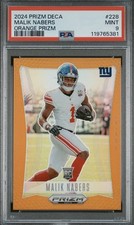 2024 Panini Prizm Deca Malik Nabers Orange Prizm #228 /49 PSA 9 (RC) POP 6