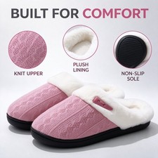 Womens Cozy Home Slippers Winter Plush Lined Warm Cotton Slippers Indoor Comfort