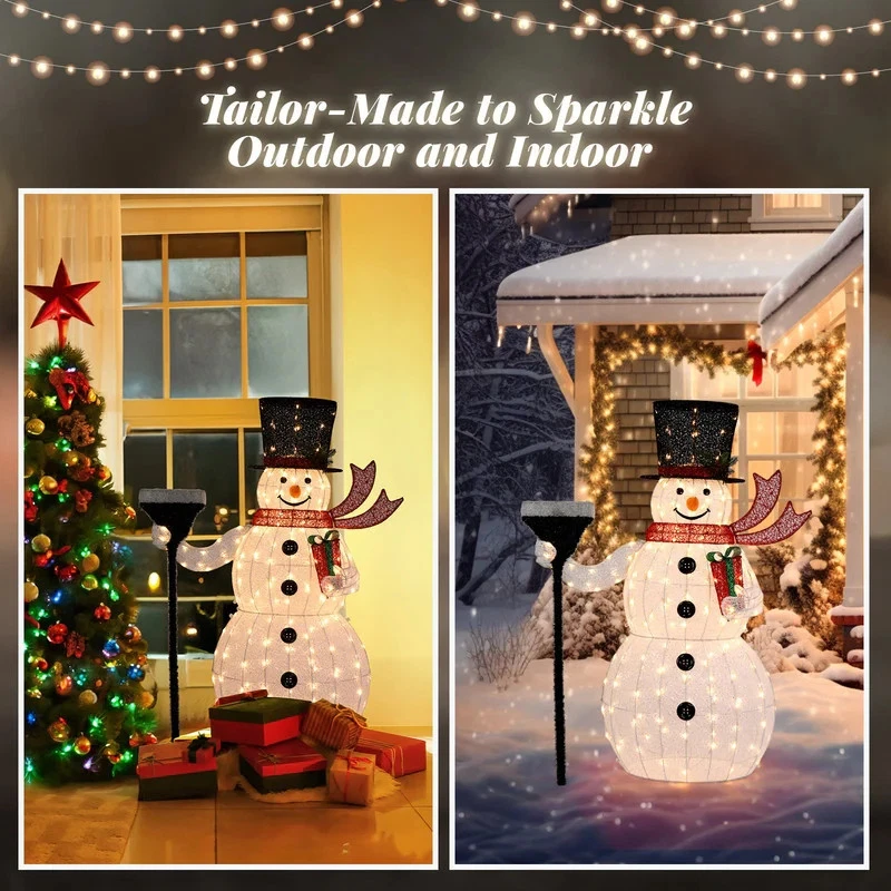 Lighted Christmas Snowman Outdoor Decorations - White - Image 4 of 4