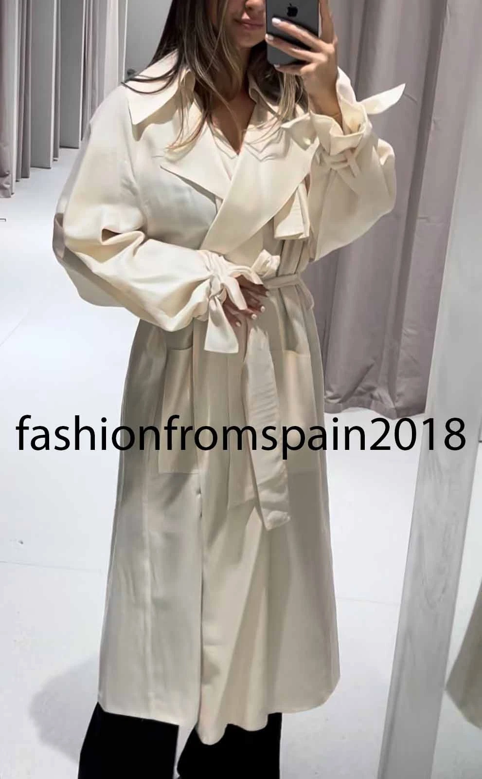 ZARA NEW WOMAN FLOWY BELTED TRENCH COAT ZW COLLECTION ECRU S,M,L 2244/090/712