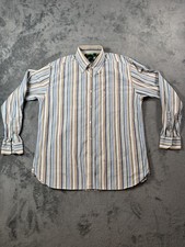 Tommy Hilfiger Shirt Mens Large Multicolor Stripe 80s Two Ply Cotton Button Up