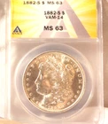 1882-S  MORGAN DOLLAR  *BRILLIANT WHITE LUSTER*   MS-63    VAM-14    DOUBLE DATE