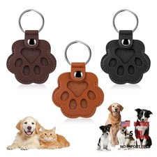 Dog Cat Hair Collector Keychain, Leather Paw Shaped Black, Coffee, Dark Brown